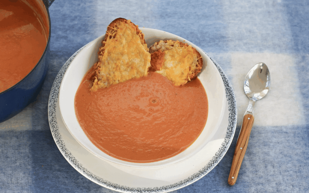 High Protein Tomato Soup and Grilled Chesse